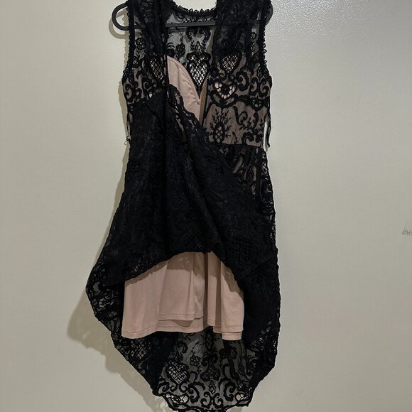 Women's Black Midi Lace Dress, Sleeveless, Small size - Picture 8 of 14